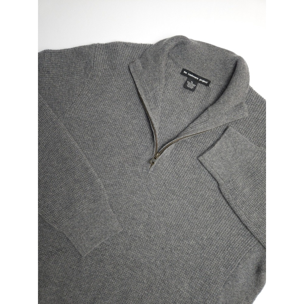 The‎ Cashmere Project Men's Quarter Zip Cashmere Sweater w/ Pockets XL